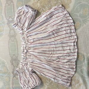 Girls Size S Red & White Striped Off-Shoulder Top